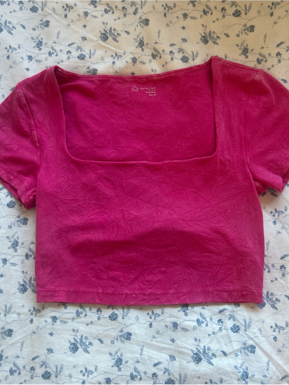 aerie Hot Pink Square-Neck Crop Top